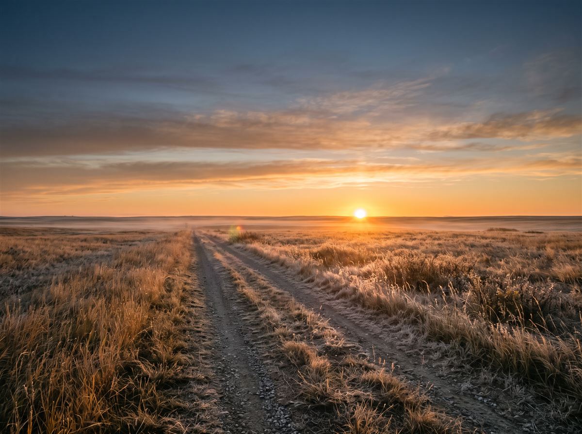 Prairie grassland at first light